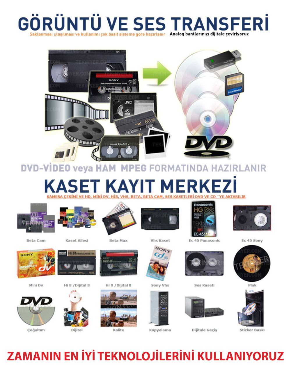 Mini DV Kasetten Kayıt Aktarım Kasetten Zamanın en iyi teknolijilerini kullanana Aktarım Kayıt Merkezi
